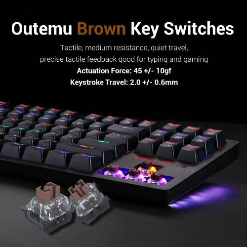  [아마존베스트]Redragon S113 Gaming Keyboard Mouse Combo Wired Mechanical LED RGB Rainbow Keyboard Backlit with Brown Switches and RGB Gaming Mouse 4200 DPI for Windows PC Gamers