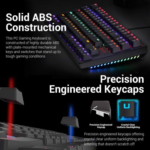  [아마존베스트]Redragon S113 Gaming Keyboard Mouse Combo Wired Mechanical LED RGB Rainbow Keyboard Backlit with Brown Switches and RGB Gaming Mouse 4200 DPI for Windows PC Gamers