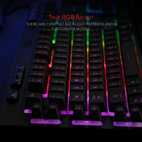  [아마존베스트]Redragon K512 Shiva RGB Backlit Membrane Gaming Keyboard with Multimedia Keys, Quiet Mechanical Feeling Keyboard, 6 Extra On-Board Macro Keys, Dedicated Media Control, Detachable W