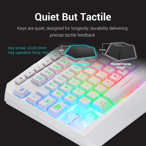  [아마존베스트]Redragon S101 Wired Gaming Keyboard and Mouse Combo RGB Backlit Gaming Keyboard with Multimedia Keys Wrist Rest and Red Backlit Gaming Mouse 3200 DPI for Windows PC Gamers (White)