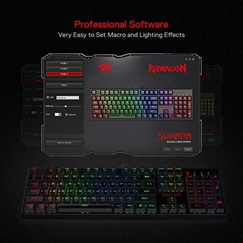  [아마존베스트]Redragon K582 SURARA RGB LED Backlit Mechanical Gaming Keyboard with104 Keys-Linear and Quiet-Red Switches