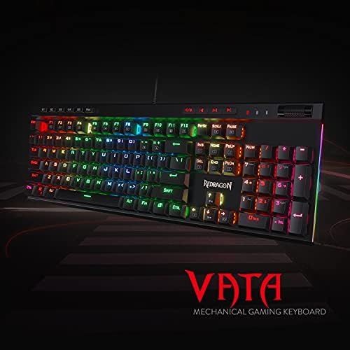  [아마존베스트]Redragon K580 VATA RGB LED Backlit Mechanical Gaming Keyboard with Macro Keys & Dedicated Media Controls, Onboard Macro Recording (Blue Switches)