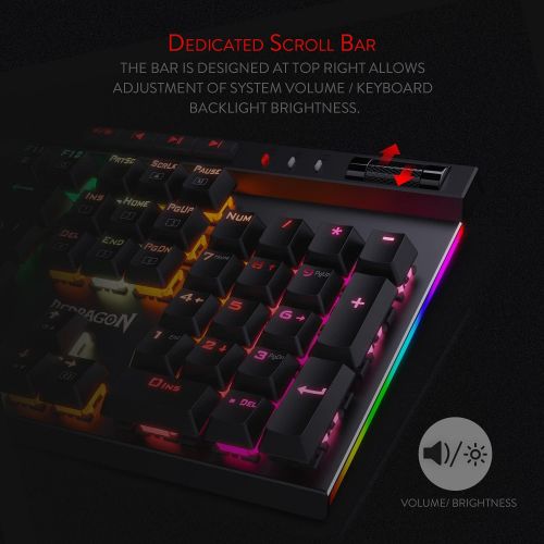  [아마존베스트]Redragon K580 VATA RGB LED Backlit Mechanical Gaming Keyboard with Macro Keys & Dedicated Media Controls, Onboard Macro Recording (Blue Switches)