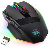 [아마존베스트]Redragon M801 PC Gaming Mouse LED RGB Backlit MMO 9 Programmable Buttons Mouse with Macro Recording Side Buttons Rapid Fire Button for Windows Computer Gamer (Wireless, Black)