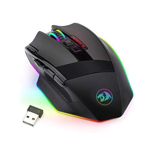  [아마존베스트]Redragon M801 PC Gaming Mouse LED RGB Backlit MMO 9 Programmable Buttons Mouse with Macro Recording Side Buttons Rapid Fire Button for Windows Computer Gamer (Wireless, Black)