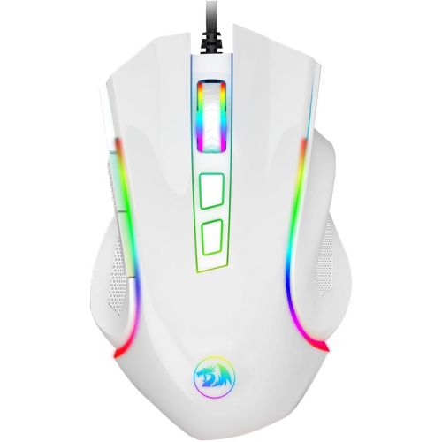  [아마존베스트]Redragon M602 RGB Wired Gaming Mouse RGB Spectrum Backlit Ergonomic Mouse Griffin Programmable with 7 Backlight Modes up to 7200 DPI for Windows PC Gamers (White)