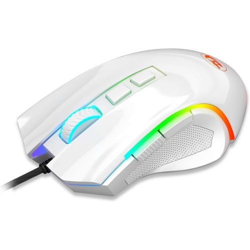  [아마존베스트]Redragon M602 RGB Wired Gaming Mouse RGB Spectrum Backlit Ergonomic Mouse Griffin Programmable with 7 Backlight Modes up to 7200 DPI for Windows PC Gamers (White)