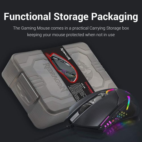  [아마존베스트]Redragon M601 RGB Gaming Mouse Backlit Wired Ergonomic 7 Button Programmable Mouse Centrophorus with Macro Recording & Weight Tuning Set 7200 DPI for Windows PC (Black)