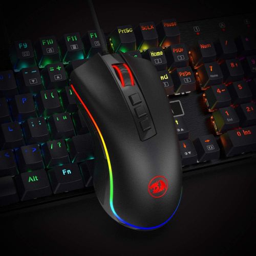  [아마존베스트]Redragon M711 Cobra Gaming Mouse with 16.8 Million RGB Color Backlit, 10,000 DPI Adjustable, Comfortable Grip, 7 Programmable Buttons