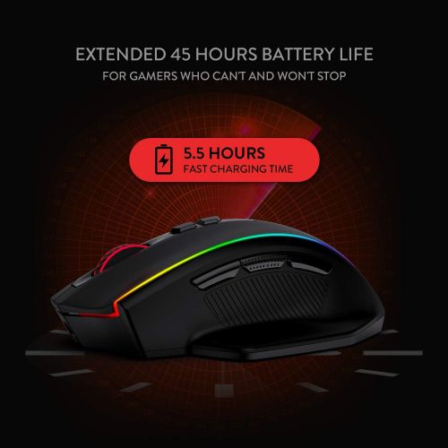  [아마존베스트]Redragon M686 Wireless Gaming Mouse, 16000 DPI Wired/Wireless Gamer Mouse with Professional Sensor, 45-Hour Durable Power Capacity, Customizable Macro and RGB Backlight for PC/Mac/