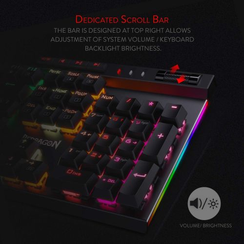  Redragon K580 VATA RGB LED Backlit Mechanical Gaming Keyboard 104 Keys Anti-ghosting with Macro Keys & Dedicated Media Controls, Onboard Macro Recording (Blue Switches)