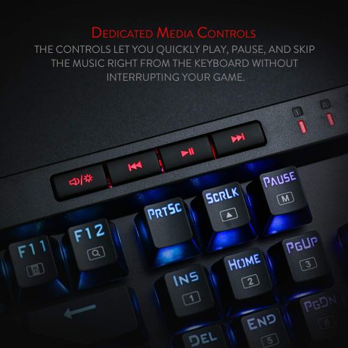  Redragon K580 VATA RGB LED Backlit Mechanical Gaming Keyboard 104 Keys Anti-ghosting with Macro Keys & Dedicated Media Controls, Onboard Macro Recording (Blue Switches)