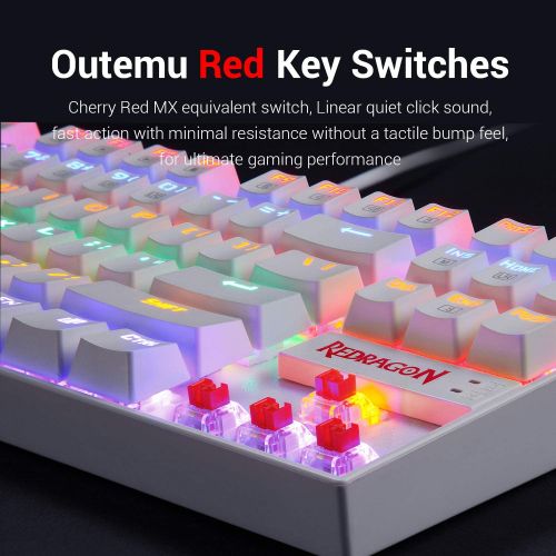  Redragon K552 RED LED Backlit Mechanical Gaming Keyboard Small Compact 87 Key Metal Mechanical Computer Keyboard KUMARA USB Wired Cherry MX Blue Equivalent Switches for Windows PC