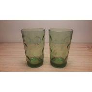 /Redstone2020 Pair of Vintage Clear Green Juice Glasses made by Anchor Hocking with a slightly Bubbly Design!