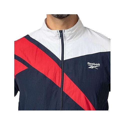  Reebok Men's Track Jacket | Reebok Classics Vector Tracktop | Nylon Track Jacket For Men - Small, Navy-red