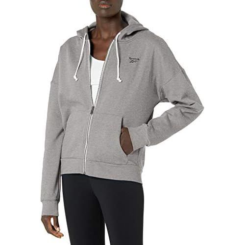  Reebok Womens Training Essentials Fleece Full Zip Hooded Track Top