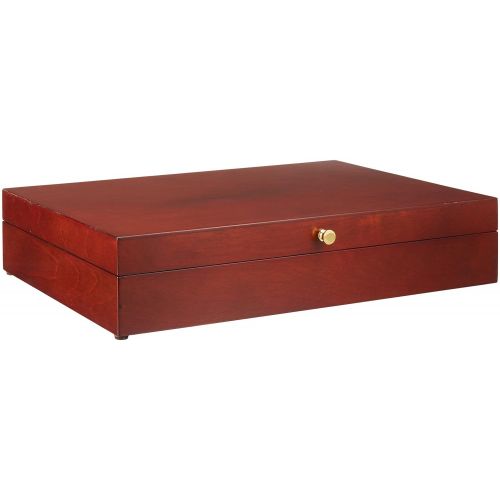  Reed & Barton Flatware Chest Mahogany Finish Brown Tarnish Proof Fabric Lining Brass Lid Hardware