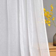 [아마존베스트]PR REEPOW REEPOW Anchor Sheer Voile Window Curtains Panels with Washable Silver Foil Pattern, 2 Panels Rod Pocket White Translucent Drapes for Bedroom - 52 x 45 inches
