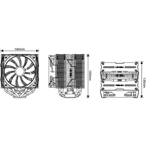  Reeven Okeanos Premium 140mm Dual FansHeatsinks CPU Cooler