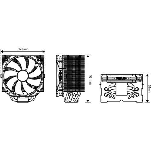  Reeven Ouranos High Performance 140mm 6 Heatpipes Copper Base CPU Cooler