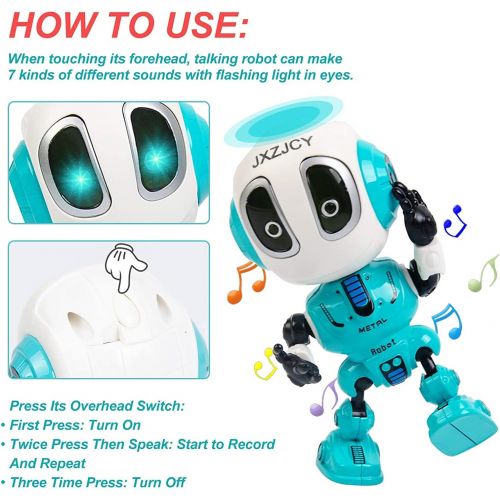  [아마존베스트]Refasy Talking Robot Toys for Kids, Mini Robot Toys Repeats What You Say with Flashing Lights and Touch Control, Children Toys Gifts for Boys and Girls Age 3 4 5 6 7 8 9