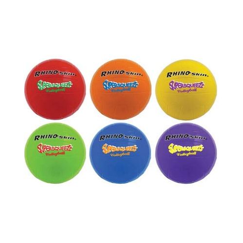  Reg Super Squeeze Volleyball Set, Rhino Skin, Assorted, 6 BallsSet