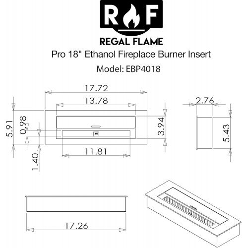  [아마존베스트]Regal Flame PRO 18 Inch Bio-Ethanol Fireplace Burner Insert 2.6 Liter