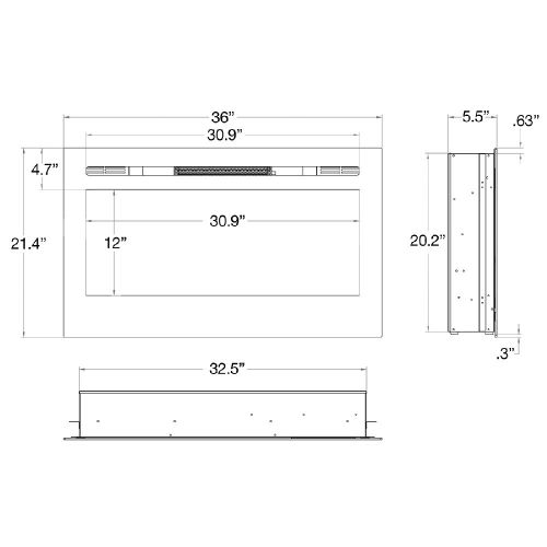  Regal Flame Lexington 35 Crystal Built in Wall Ventless Heater Recessed Wall Mounted Electric Fireplace Better than Wood Fireplaces, Gas Logs, Inserts, Log Sets, Gas, Space Heaters