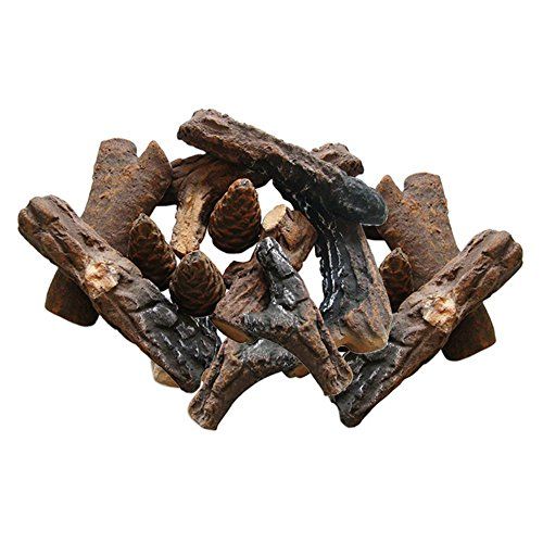  Regal Flame 18 Piece Petite Set of Ceramic Wood Gas Fireplace Logs Logs for All Types of Indoor, Gas Inserts, Ventless & Vent Free, Propane, Gel, Ethanol, Electric, or Outdoor Fire