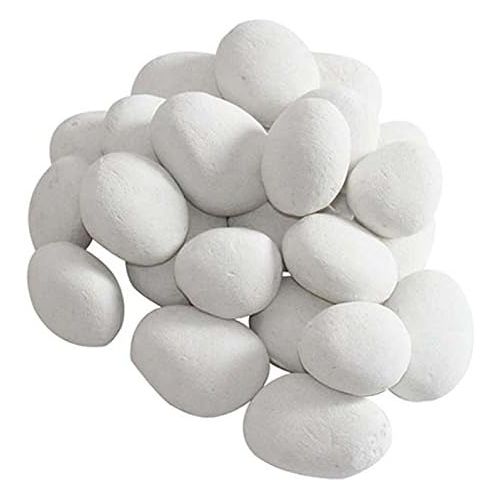  Regal Flame Set of 24 Light Weight Ceramic Fiber Gas Ethanol Electric Fireplace Pebbles in White