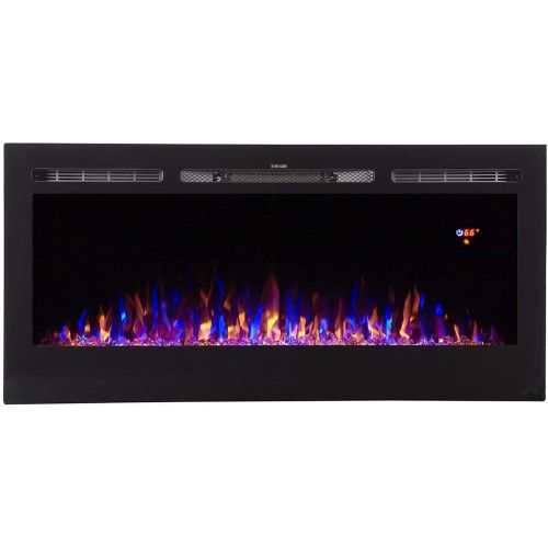  Regal Flame Essex 40 Built-in Ventless Recessed Wall Mounted Electric Space Heater Fireplace in Pebble, Crystal, Log with 3 Color Option