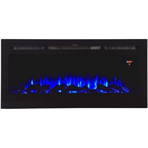  Regal Flame Essex 40 Built-in Ventless Recessed Wall Mounted Electric Space Heater Fireplace in Pebble, Crystal, Log with 3 Color Option