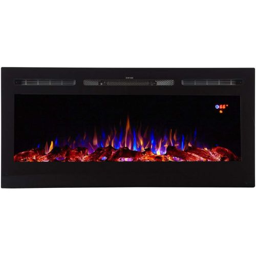  Regal Flame Essex 40 Built-in Ventless Recessed Wall Mounted Electric Space Heater Fireplace in Pebble, Crystal, Log with 3 Color Option