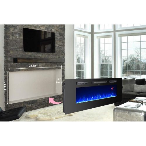  Regal Flame Essex 40 Built-in Ventless Recessed Wall Mounted Electric Space Heater Fireplace in Pebble, Crystal, Log with 3 Color Option
