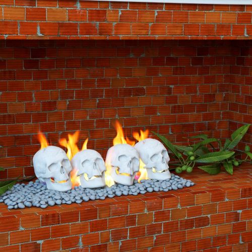  Regal Flame Human Skull Ceramic Wood Large Gas Fireplace Logs Logs for All Types of Gas Inserts, Ventless & Vent Free, Propane, Gel, Ethanol, Electric, or Outdoor Fireplaces & Fire