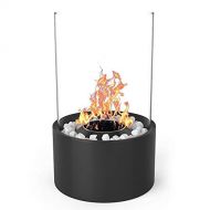 Regal Flame Elite Collection Black Eden Ventless Indoor Outdoor Fire Pit Tabletop Portable Fire Bowl Pot Bio Ethanol Fireplace in Black - Realistic Clean Burning Like Gel Fireplaces, or Propan