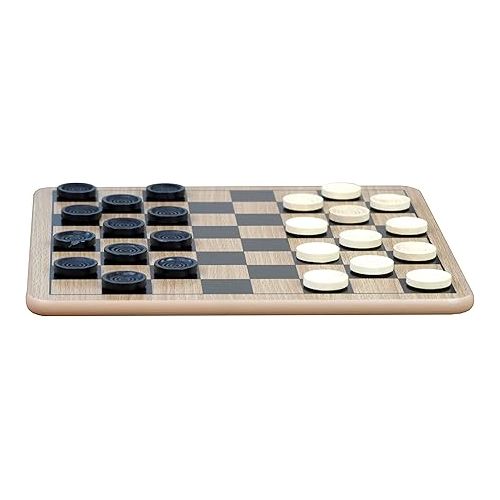 Regal Games - Reversible Wooden Board for Chess, Checkers & Tic-Tac-Toe - 24 Interlocking Wooden Checkers and 32 Standard Chess Pieces - for Age 8 to Adult for Family Fun