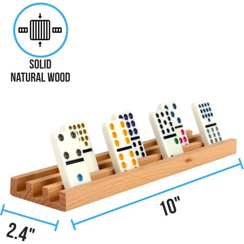  [아마존베스트]Regal Games Solid Natural Wood Domino Trays, Set of 4