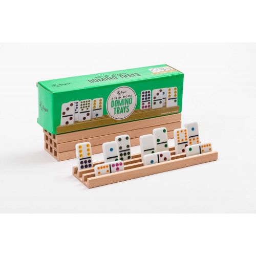  [아마존베스트]Regal Games Solid Natural Wood Domino Trays, Set of 4