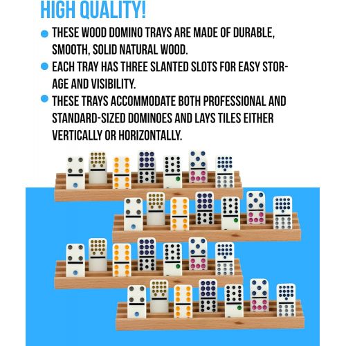  [아마존베스트]Regal Games Solid Natural Wood Domino Trays, Set of 4