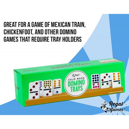  [아마존베스트]Regal Games Solid Natural Wood Domino Trays, Set of 4
