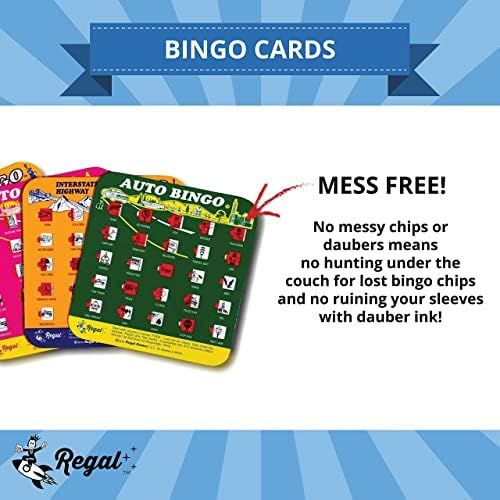  [아마존베스트]Regal Games Original Assorted Auto and Interstate Travel Bingo Set, Bingo Cards Great for Family Vacations, Car Rides, and Road Trips, Multi Color, 4 Pack