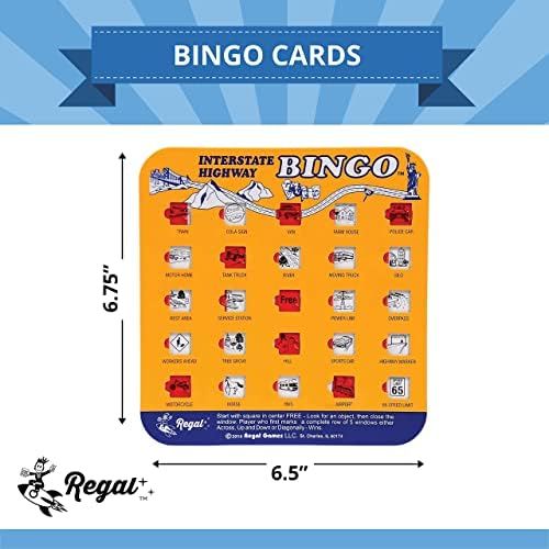  [아마존베스트]Regal Games Original Assorted Auto and Interstate Travel Bingo Set, Bingo Cards Great for Family Vacations, Car Rides, and Road Trips, Multi Color, 4 Pack