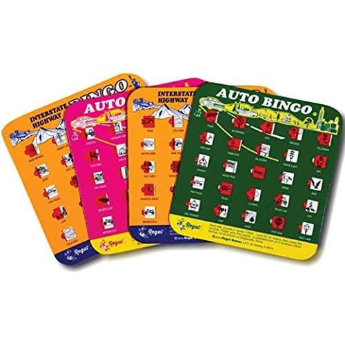  [아마존베스트]Regal Games Original Assorted Auto and Interstate Travel Bingo Set, Bingo Cards Great for Family Vacations, Car Rides, and Road Trips, Multi Color, 4 Pack