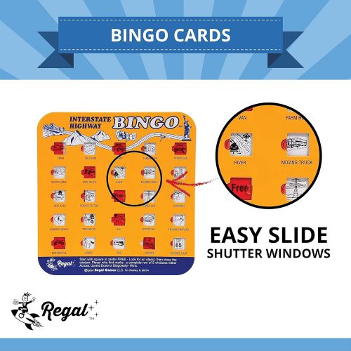  [아마존베스트]Regal Games Original Assorted Auto and Interstate Travel Bingo Set, Bingo Cards Great for Family Vacations, Car Rides, and Road Trips, Multi Color, 4 Pack