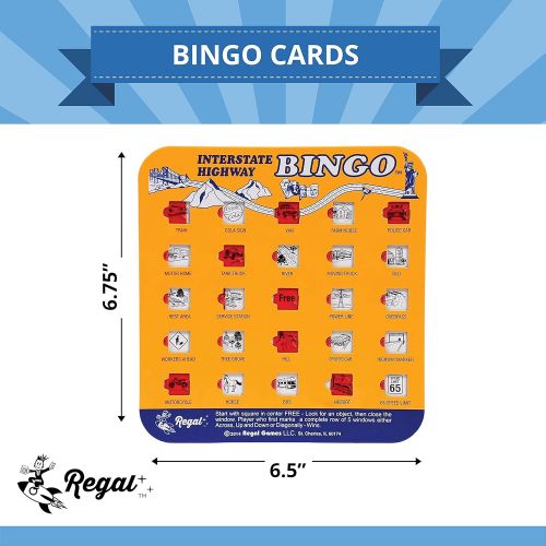  [아마존베스트]Regal Games Original Assorted Auto and Interstate Travel Bingo Set, Bingo Cards Great for Family Vacations, Car Rides, and Road Trips, Multi Color, 4 Pack