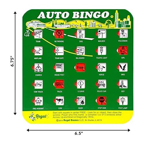  [아마존베스트]Regal Games Green Auto Backseat Bingo Pack of 4 Bingo Cards Great For Family Vactions Car Rides and Road Trips