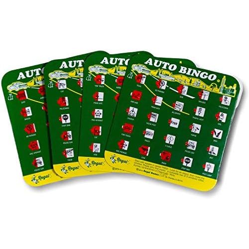  [아마존베스트]Regal Games Green Auto Backseat Bingo Pack of 4 Bingo Cards Great For Family Vactions Car Rides and Road Trips