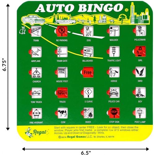  [아마존베스트]Regal Games Green Auto Backseat Bingo Pack of 4 Bingo Cards Great For Family Vactions Car Rides and Road Trips