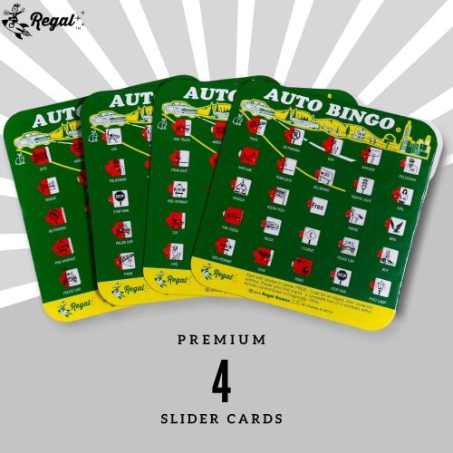  [아마존베스트]Regal Games Green Auto Backseat Bingo Pack of 4 Bingo Cards Great For Family Vactions Car Rides and Road Trips